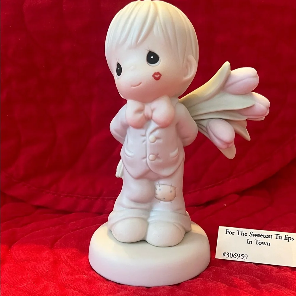 Precious Moments Pink and White Tulip Figurine